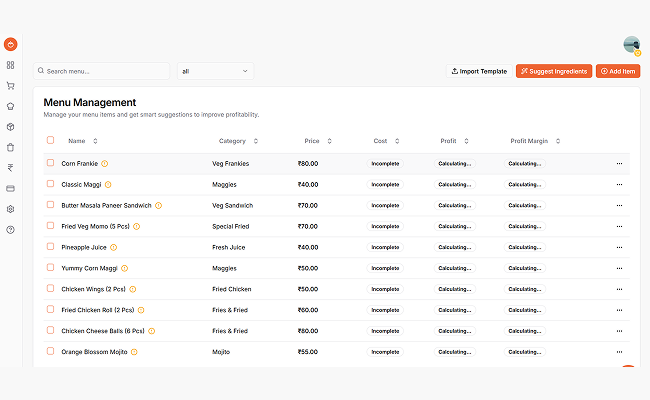 Smart Menu Engineering