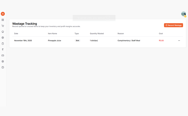 Detailed Wastage Tracking